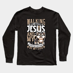 Jesus and dog - Hällefors Elkhound Long Sleeve T-Shirt